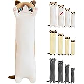 weallbuy Long Cat Plush Pillow - Soft Cat Stuffed Animals Pillow Long Cats Pillow Plush for Kids Adult, for Birthday Christmas Valentine's Day ((White,90cm/35.4in))