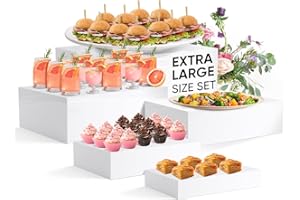 YOPPIX 15.7" Extra Large Size Buffet Risers, Food Risers for Buffet Table, Display Stand Shelf for Catering Dessert Collectibles Jewelry Figures Show, Acrylic Cube Display Nesting Risers