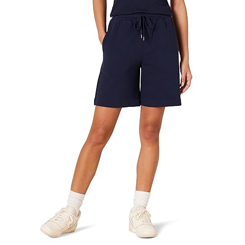 Amazon Essentials Women's Fleece High Rise Bermuda Shorts, Navy, Large, Plus Size Available
