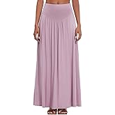 ZXIHZF Women's Casual V Elastic Waistband Swing Lounge Skirt Ankle Length Maxi Long Skirts