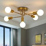 AUA Modern Sputnik Chandelier Golden 5 Light Semi Flush Mount Ceiling Light view 2
