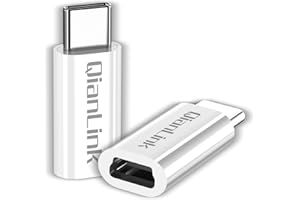 QIANLINK Mini USB to USB C Adapter, (2-Pack) Mini USB Female to USB C Male Convert Charging & Data Sync Compatible with Samsung Galaxy S10 S9 S8 Plus Note 9 8, LG V40 V35 V30 V20 G7 G6 G5,Moto Z2 Z3