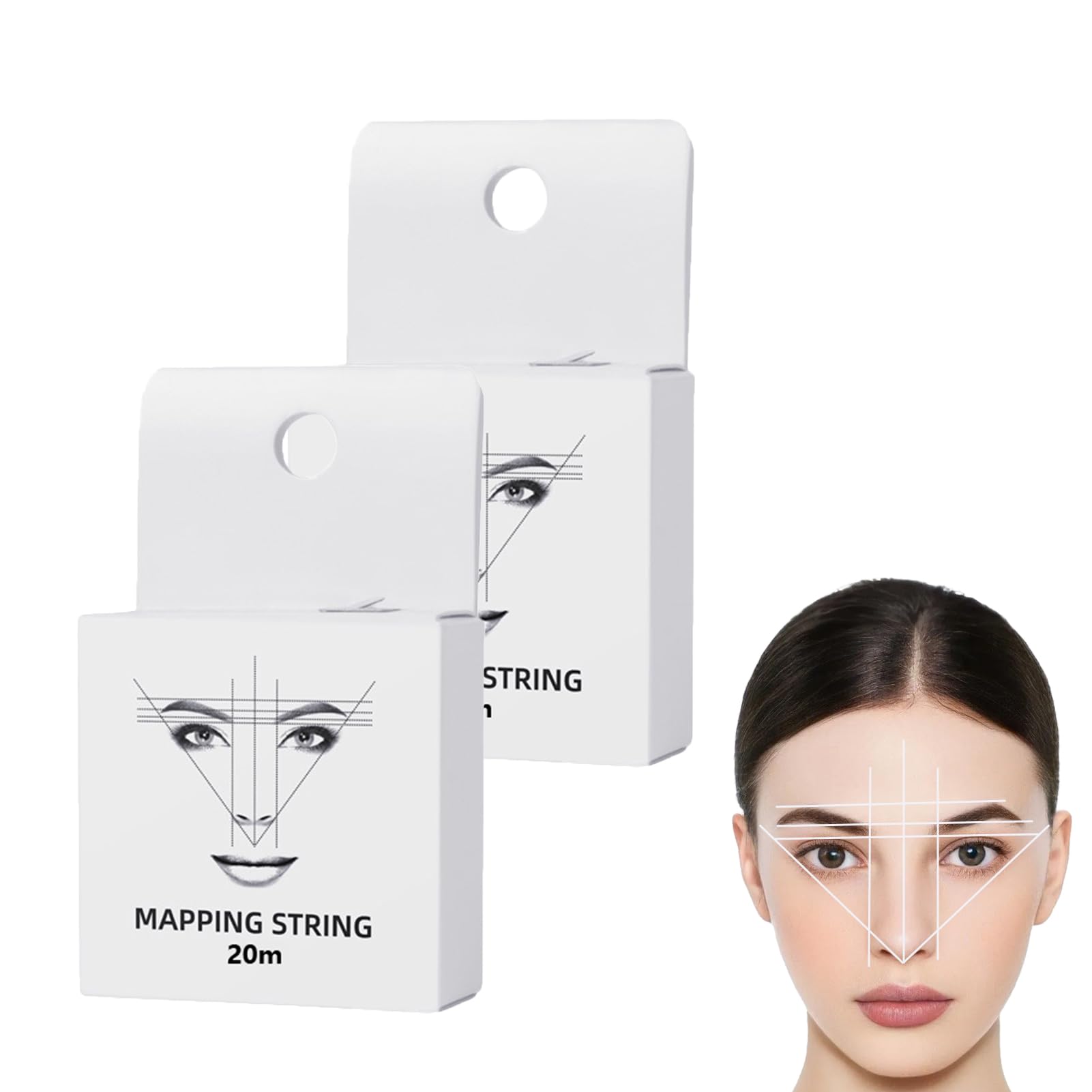 2 Pcs Eyebrow Mapping String, White Ink Pigment String for Microblading and Waxing White Ink Eyebrow Thread Brow Marker Easy-to-Use Brow Mapping Thread for Eye brow Permanent Makeup Tool 10m