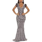 PORRCEY Women's Sexy Elegant Sparkly Sequins Evening Dress Party Club Night Outfits