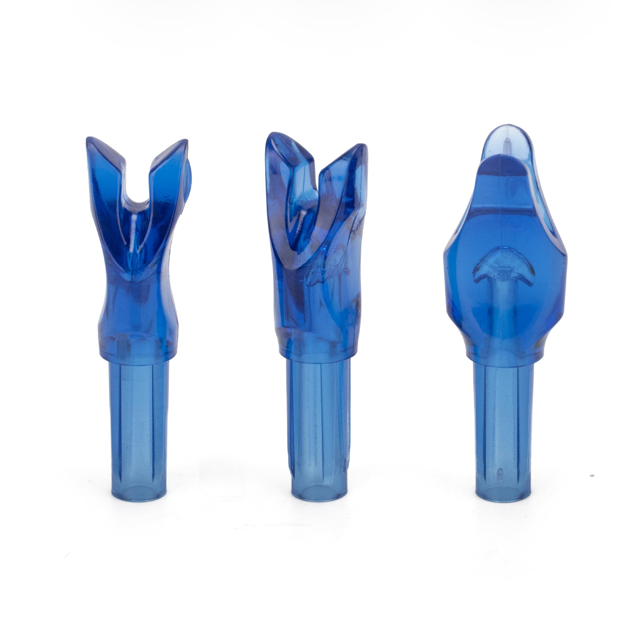 Photo 1 of 12PCS Arrow Nocks, Inside Diameter 6.2mm/.246" Plastic Insert Nocks for Archery Hunting Arrow Fast Shooting - Curved (Clear Blue)