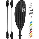 OCEANBROAD Adjustable Carbon Fiber Kayak Paddle 86in/220cm to 94in/240cm Kayaking Oar for Adults with Paddle Leash 1 Paddle