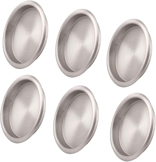 6 Pack Closet Door Finger Pull Satin Nickel 218 Round Sliding Finger Door Pull, Easy Snap In