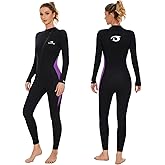 Owntop Wetsuit 5mm Neoprene Diving Suit - Mens Womens Thicken Full Wet Suit, Front Zip Long Sleeve UPF50+ Keep Warm Swimwear for Scuba Surfing Swimming Diving Snorkeling Water Sports