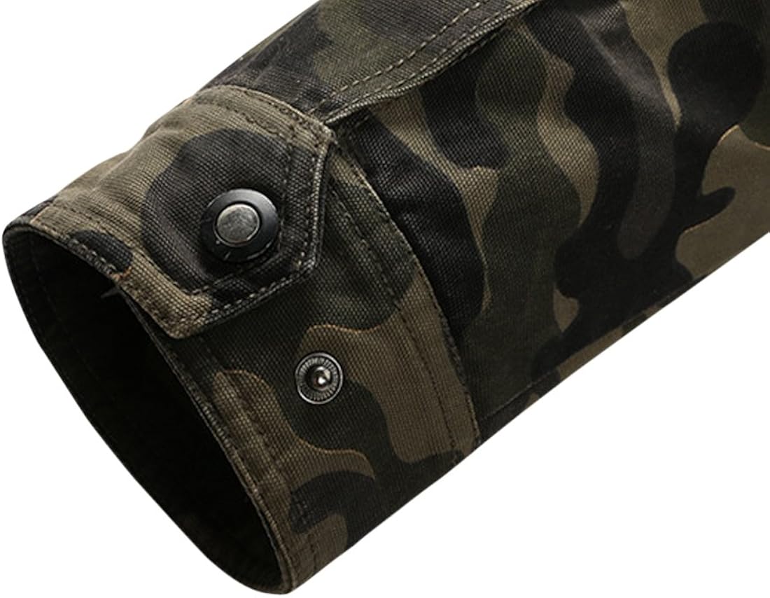 Springrain Men's Casual Slim Stand Collar Tooling Camouflage Cotton Jackets at  Men’s Clothing store