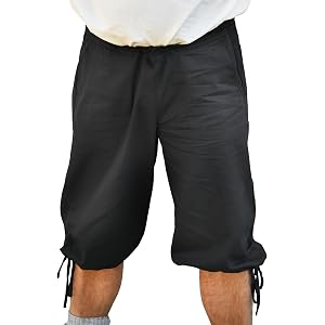 Battle-Merchant Jonte Men's Medieval Shorts, Renaissance Pirate Breeches | Men's Viking and pirate breeches with adjustable d