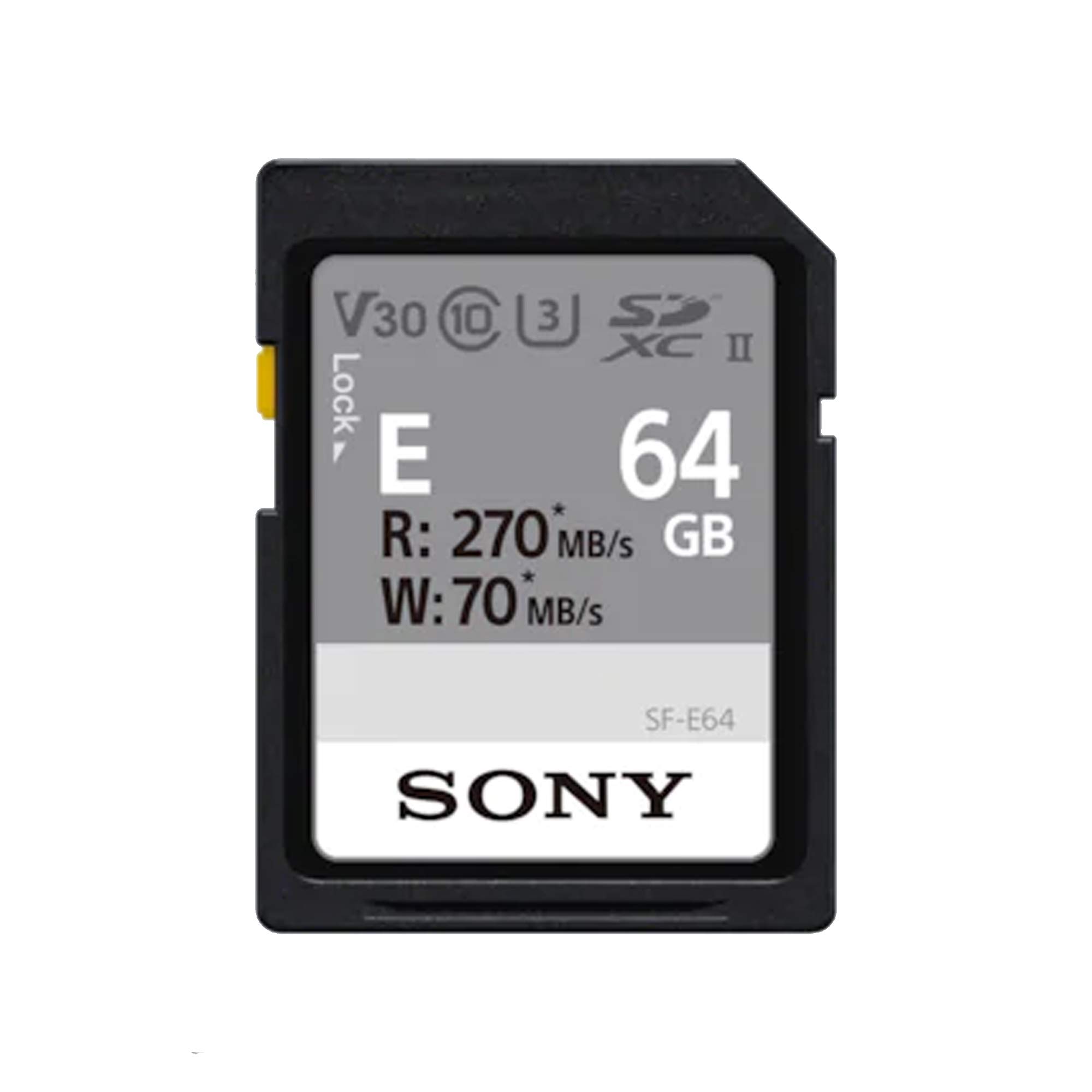Sony 64GB SF-E Series UHS-II U3 V30 SDHC Digital Memory Card - Read 270MB/S Write 70MB/S SFE64