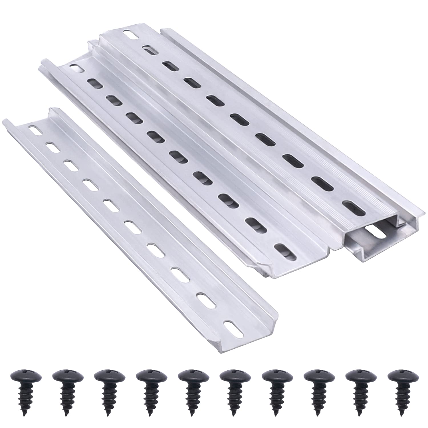 Taiss 5 Pcs DIN Rail Slotted Aluminum RoHS 35mm Wide, 7.5mm High, Long 200mm/ 8"