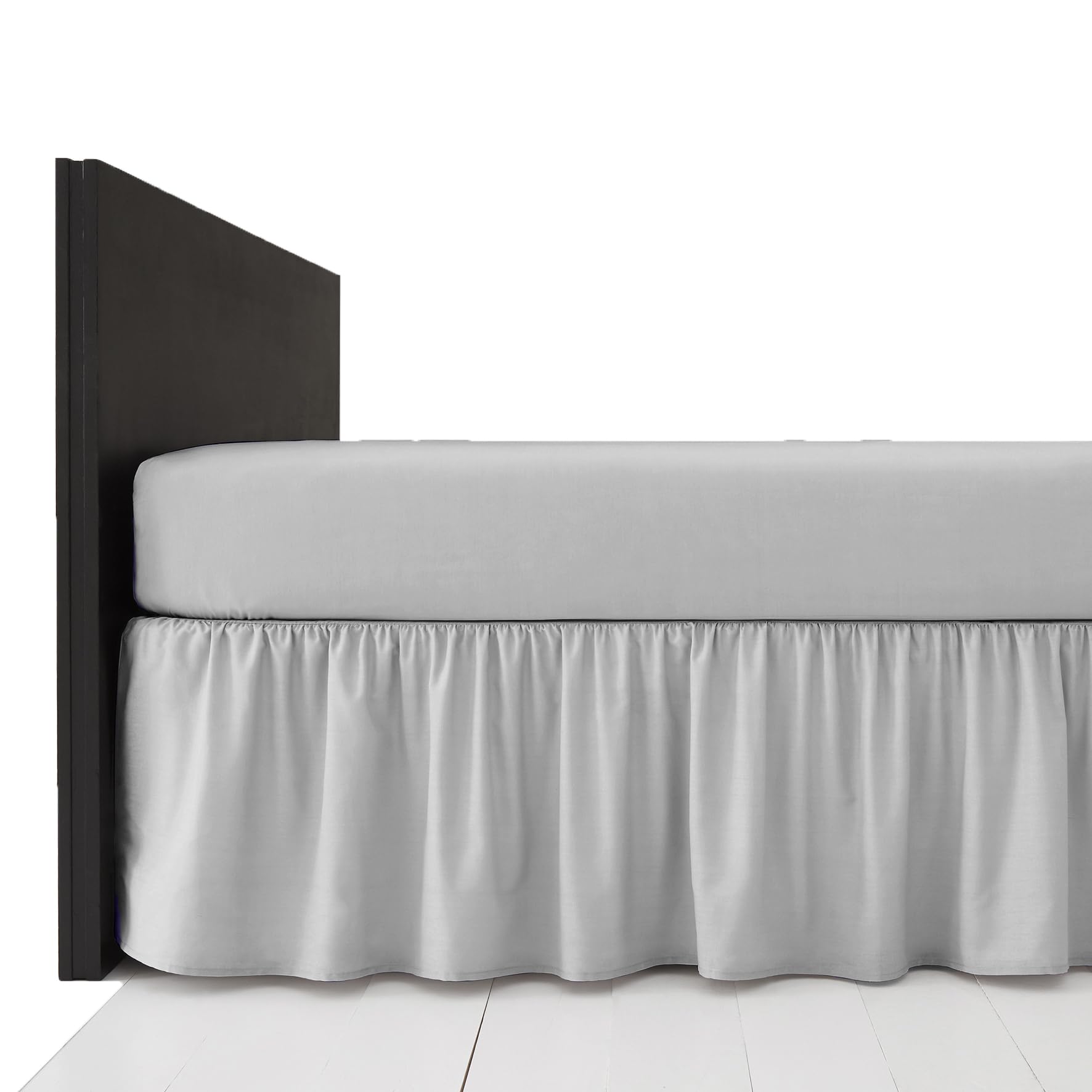 AmigoZone Plain Pollycotton Frilled Bed Base Valance Sheet (4Ft Small Double, Silver) — image 1