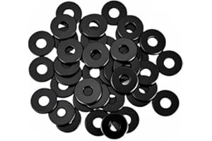 Busieea 50 PCS 1/4" Washers Flat, 7/10" OD, Black Electroplated Flat Washers Made of Stainless Steel 18-8(304), Flat Washer for Decorating Parts