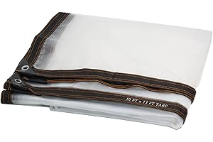 UCINNOVATE 10FT x 13FT Clear Tarps with Grommets, Thicken 10 Mil Clear Tarp Cover, Waterproof Transparent Plastic Tarp for Greenhouse Patio Plant Cover or Pet Hutch Roof Pet