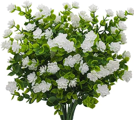 Amazon Co Jp Jyi Hope 人工植物 ボックスウッド 屋外 耐uv性 植物 低木 プラスチックの葉 フェイクブッシュ グリーン 窓ボックス用 自宅 パティオ 庭 屋内 庭 オフィス ウェディング装飾 ホワイト Home Kitchen