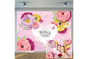 CYLYH 7x5ft Happy Mother's Day Banner Backgrounds Backdrops Mother's Day Decoration for Photography Mother's Day Party Decor Mother's Day Banner Backdrops for Photography