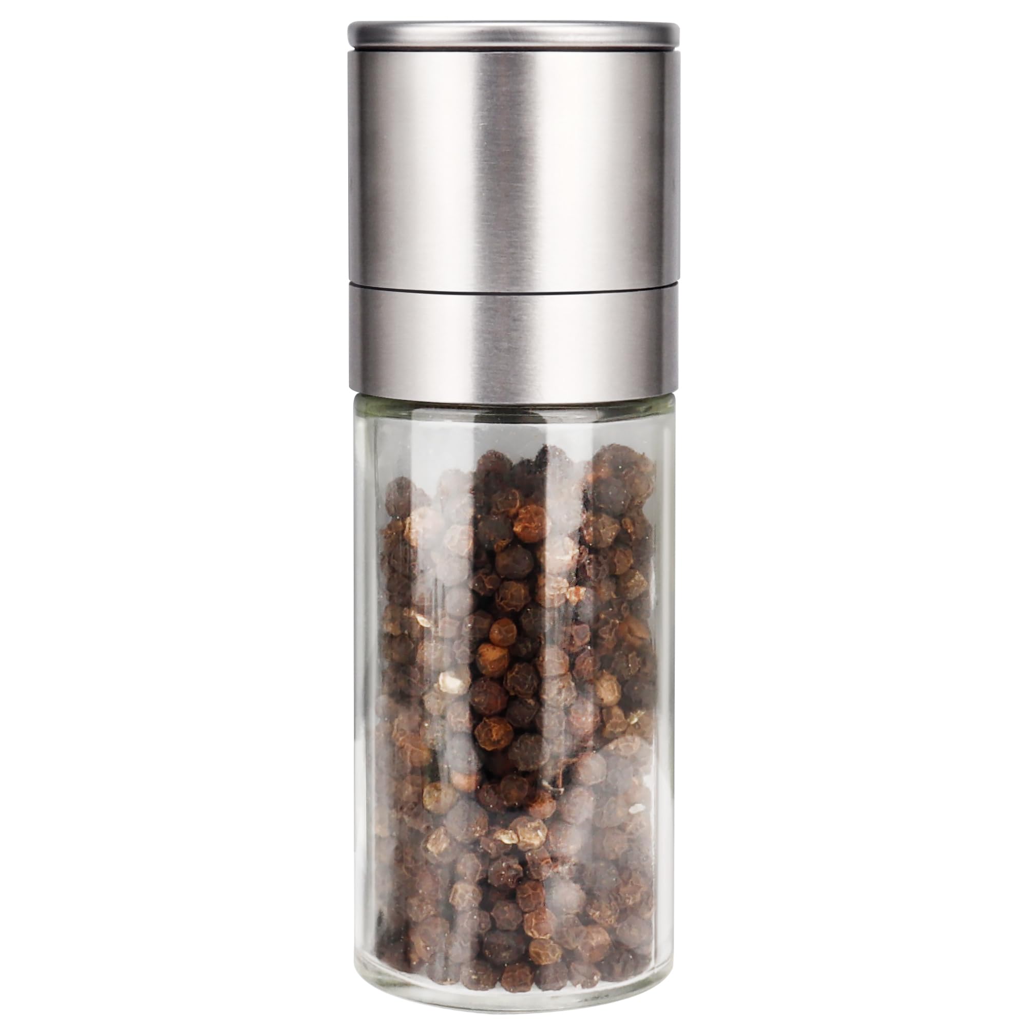 YC Kitchen Salt and Pepper Grinder Set Pepper Mill, Salt Grinder Refillable, (Single Package) Adjustable Coarseness Black Pepper Grinder, Stainless Steel Sea Salt Shaker with Ceramic Rotor (1 pcs)