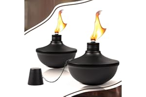 FAN-Torches 2-Pack Upgraded Tabletop Torches, 24 oz Citronella Torch Lights, Refillable Torch with Wicks, Covers, and Funnel Included - Ideal for Garden, Patio, Deck, Yard, Party, Landscape
