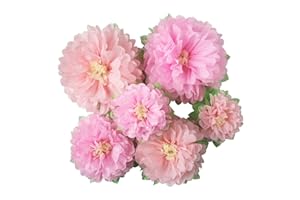 Mybbshower Pinks Flowers Decoration (11''-7'' Assorted) 6 pcs Artificial Tissue Paper Peony Nursery Wall Bridal Shower Centerpiece Baby Girl Birthday Tea Party