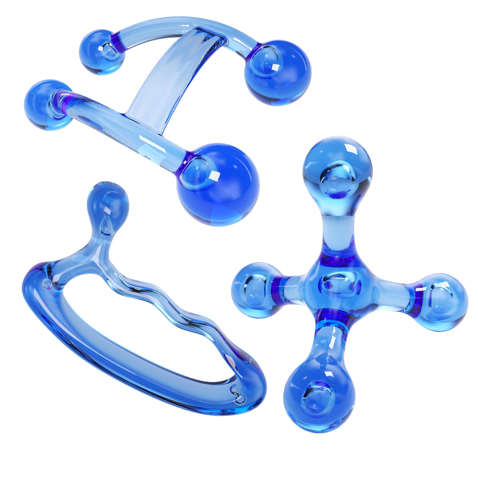 ResultSport Handy Portable Massager Tool Set : 4 Point, Double and Thumb Up (Full Sets). Hand, Back, Neck, Foot Massager and Trigger Point Massage, All in one Box.