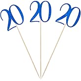Blue Glitter 20th Birthday Centerpiece Sticks, 12-Pack Number 20 Table Topper Anniversary Party Decorations