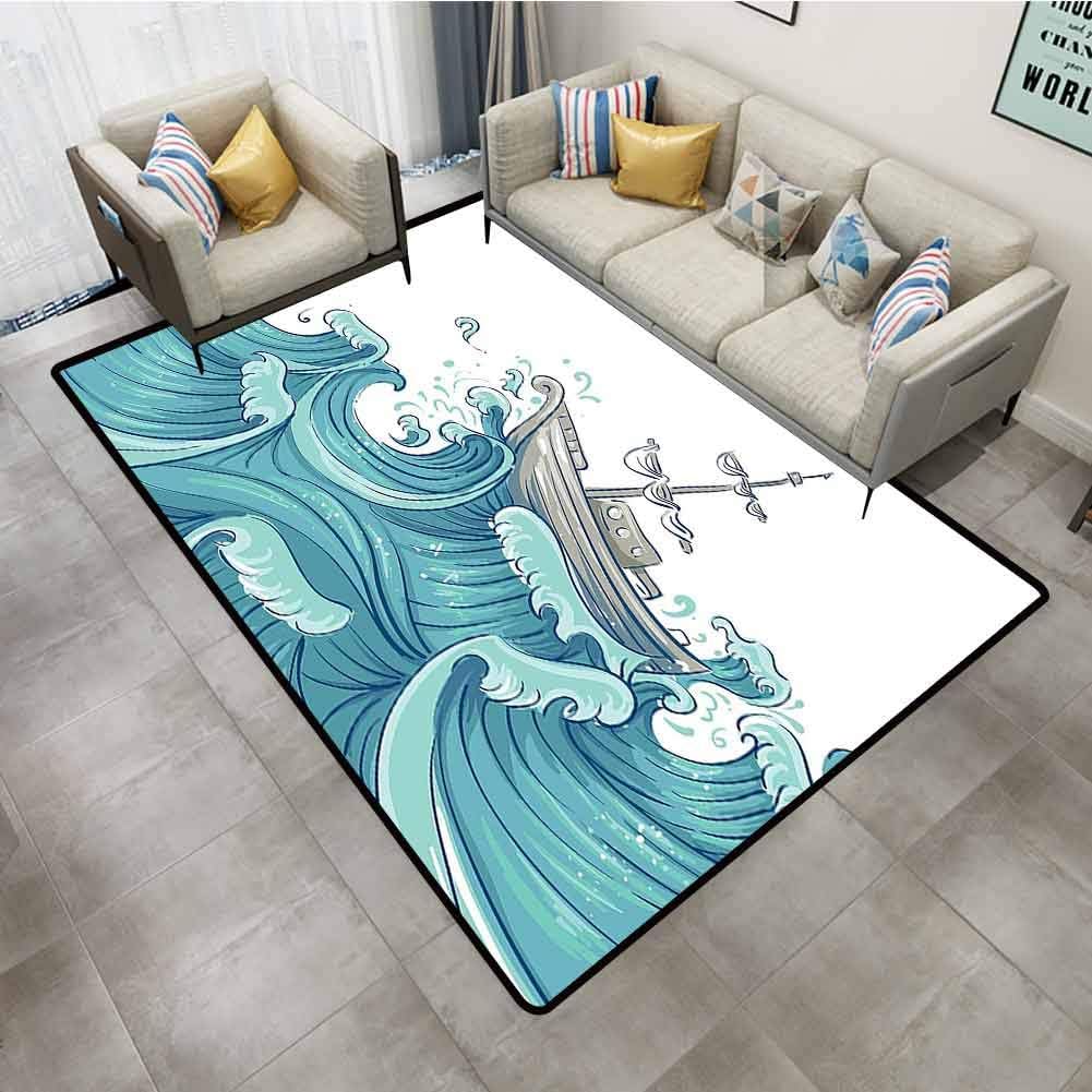 Rugs for Bedroom Nautical Decor Illustration of A Ship Being Tossed by