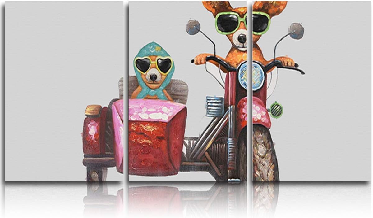 Amazon.com: 3 Panels Canvas Wall Art Painting Funny Dogs Driving Car