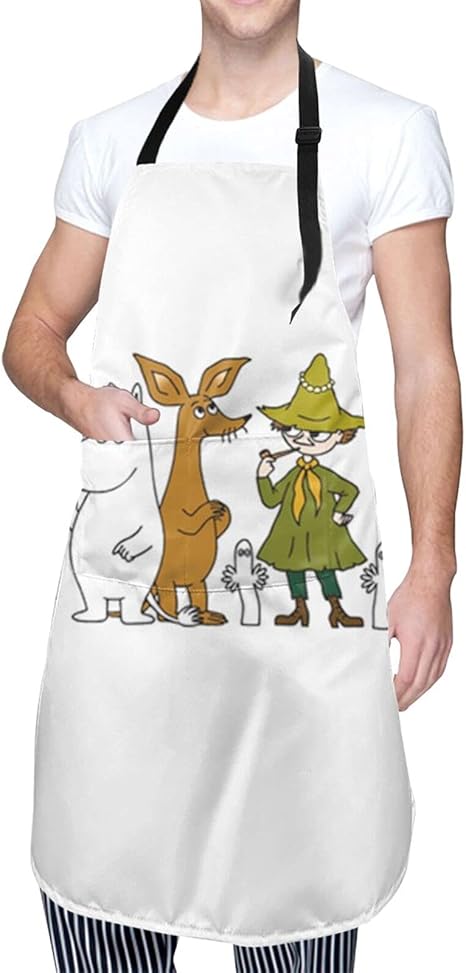 Amazon エプロン 前掛け 首掛け Moomin ムーミン キッチン カフェエプロン おしゃれ 可愛い 防水 かわいい シンプル お洒落 北欧 ポケット付 調節可能 家庭用 仕事用 男女兼用 エプロン オンライン通販