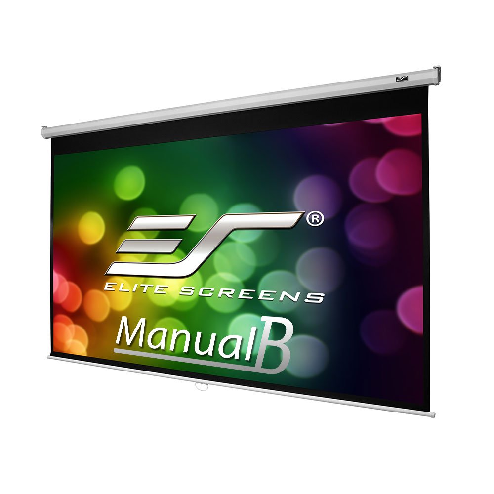 Elite Screens Manual B, 100-INCH 16:10, Manual Pull Down Projector Screen 4K / 8K Ultra HDR 3D Ready with Slow Retract Mechanism, 