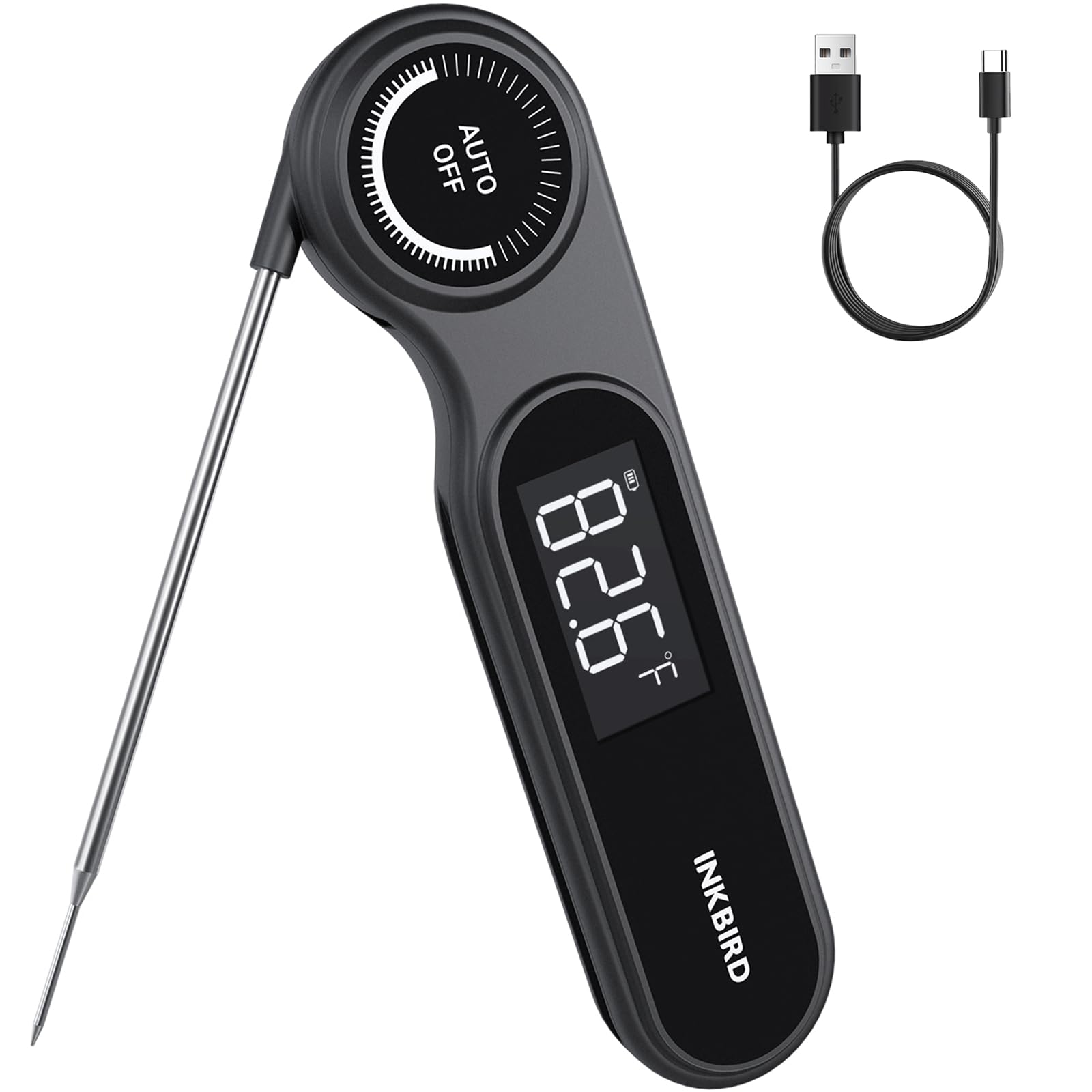 Photo 1 of 0.5 Seconds Rechargeable Instant Read Meat Thermometer for Cooking, INKBIRD Digital Food Thermometer with VA LCD Screen -58.0?~572? Waterproof Kitchen Thermometer with Magnet, Candy Grill BBQ Frying