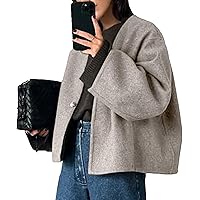 Amazon.com: HOTIAN Women Cropped Wool Blend Coats Long Sleeve Coat