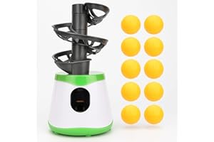 Table Tennis Robot Automatic PingPong Ball Launcher, Portable Table Tennis Trainer Machine with 10 Balls for Beginners, PingP