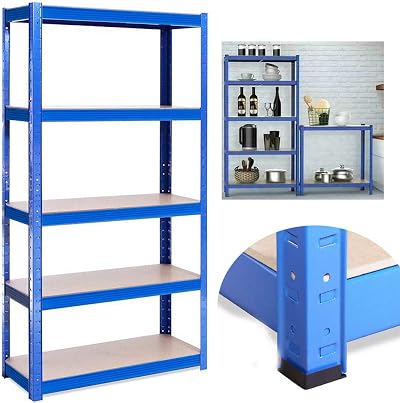 ANSIMIDA 1.8m 5 Tier Heavy Duty Metal Shelving Unit Blue Workshop Shed Garage