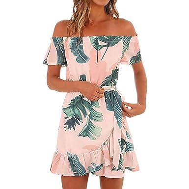 Amazoncom Forthery Women Off Shoulder Dress Hawaiian