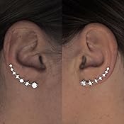 QKEPCY Bling Ohrklemmen Mit 7 Kristallen - 925 Sterling Silber Ohrstecker Für Damen