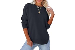 KIRUNDO Women's Casual Crewneck Sweatshirts 2024 Spring Fall Clothes Loose Long Sleeve Lightweight Pullover Shirts Tops