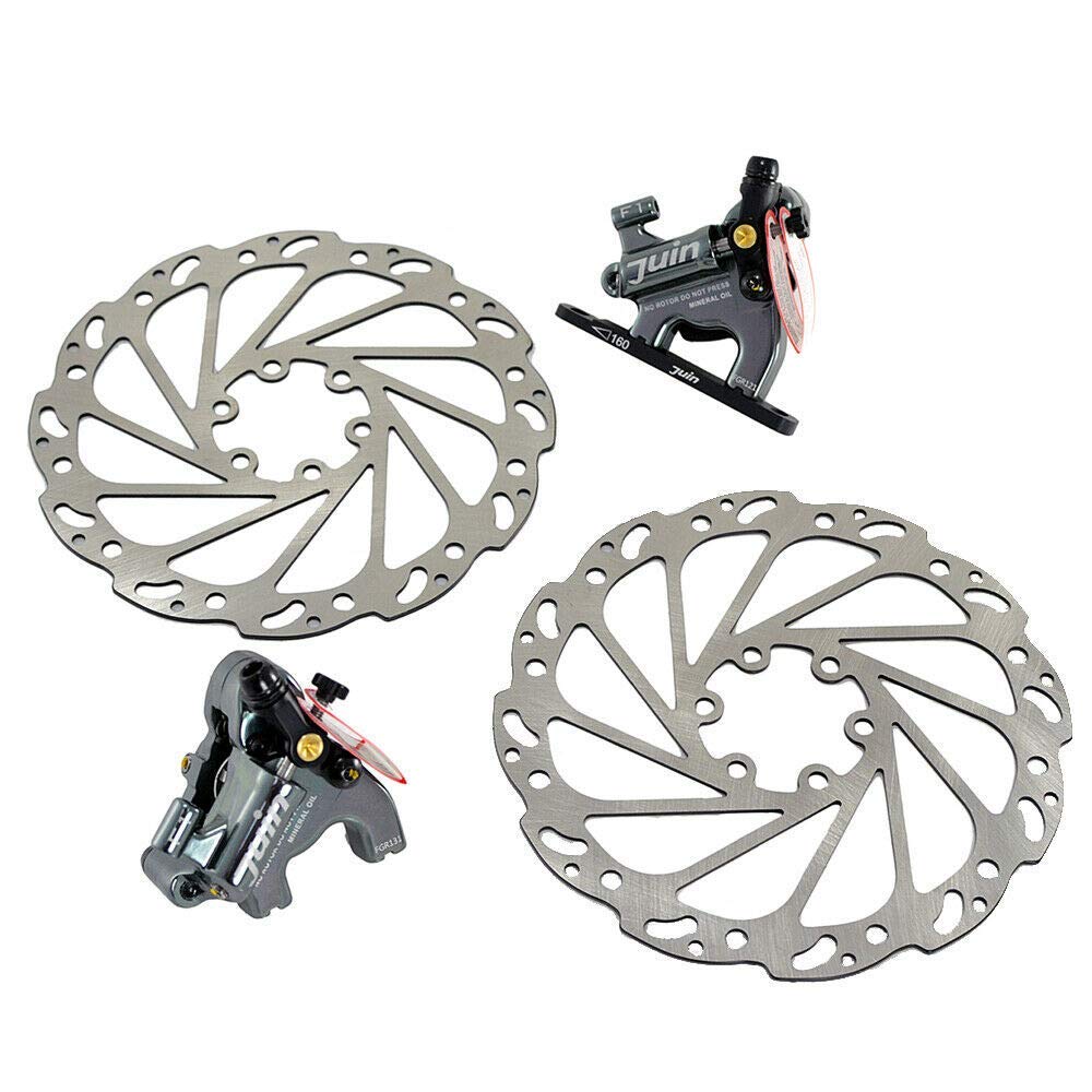 Juin Tech F1 Hydraulic Flat mount Road CX Disc Brake set 160mm with Rotor,Gray, JT1907