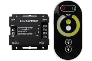 Sorfia CCT LED Controller, Touch DC 12V-24V 12A RF Wireless Dimmer with Slide Remote Control, PWM Dimmable Brightness Adjust 