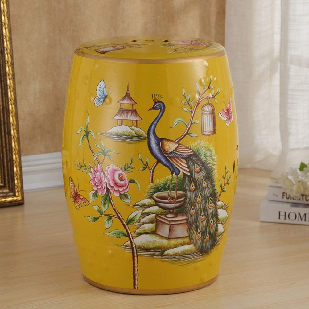 YZjk Shoe Stool Ceramic Stool Drum Stool Chinese Ceramic Drum Stool Flower Bird Ceramic Drum Stool Antique Stool Classical Dressing Stool (Color : B)