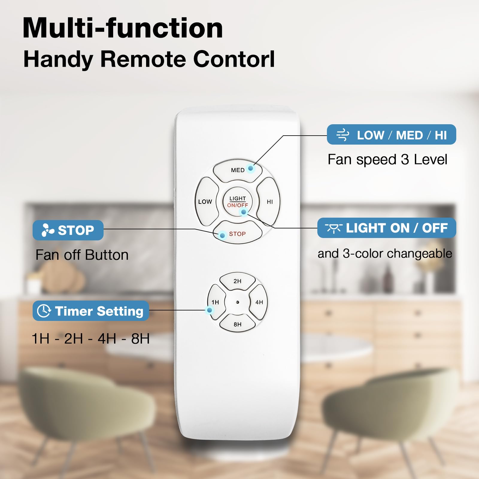 warmiplanet Ceiling Fan with Lights Remote Control, 52 Inch, Brushed Nickel Motor (4-Blades)
