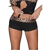 SHENHE Women's Low Rise Leopard Print Shorts Cheeky Booty Shorts Y2k Rave Sexy Hot Pants