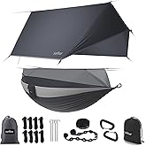 Sunyear Camping Hammock, Portable Single & Double Hammock with Net, 2 Person Hammock Tent with 2 * 10ft Straps, Best for Outd