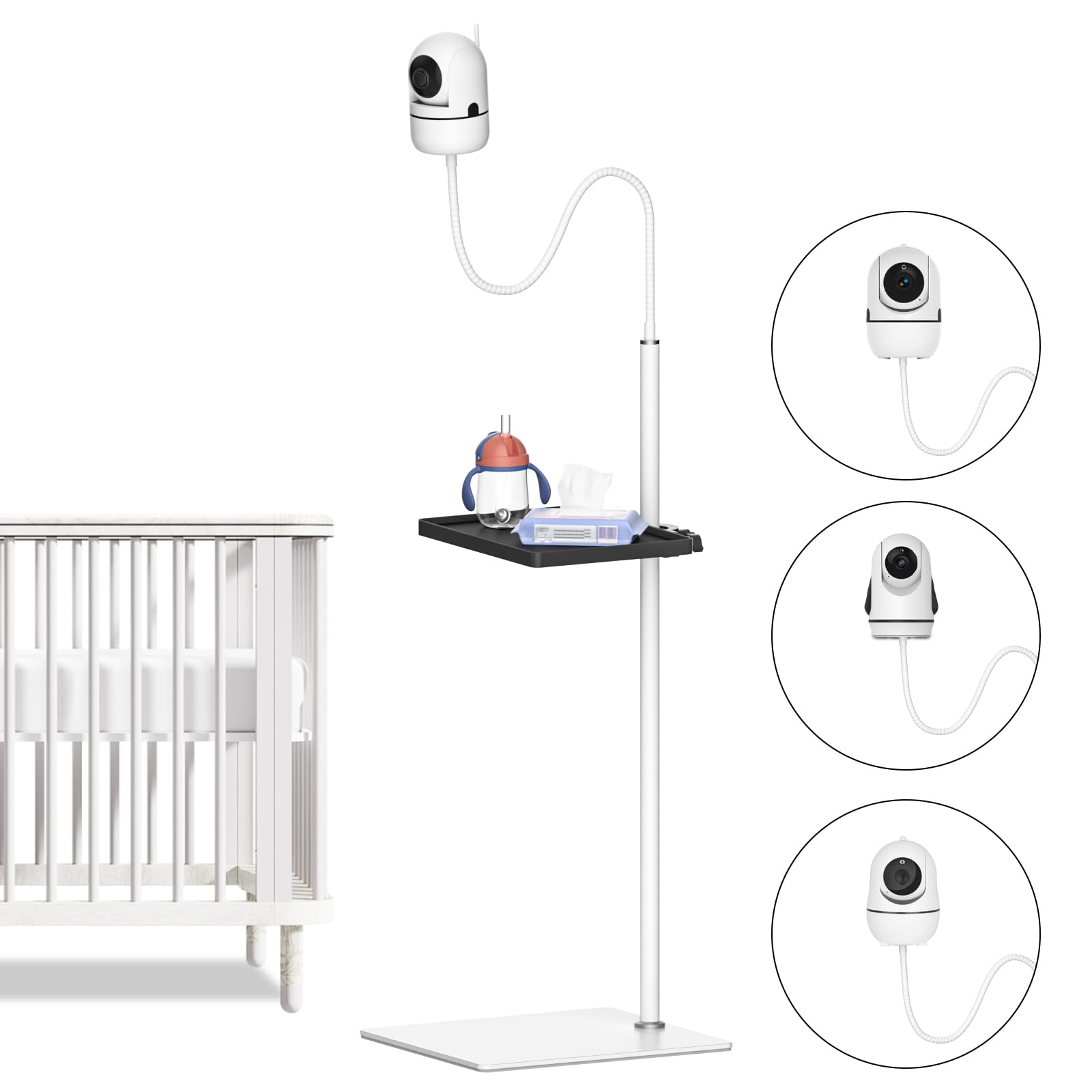Universal Baby Monitor Stand for HelloBaby, Infant Optics DXR-8 Pro, Nanit Pro Baby Monitor Floor Stand - Height Adjustable Baby Camera Stand for Eufy, VTech, Owlet, VAVA and Most Baby Monitor Holders