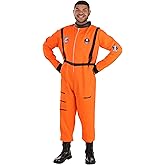 Adult Plus Size Classic Orange Astronaut Costume, Spacesuit for Men