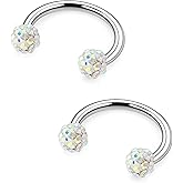 Hnxnskt Horseshoe Nose Ring 20g Double Stud Nose Ring Surgical Steel Lip Rings Daith Piercing Jewelry for Women Inner Diameter 8mm