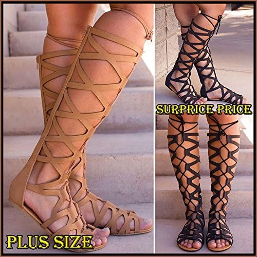 New Fashion Summer High Top Gladiator Boots Causal Rome Style Flats Sandals Lace Up Beach Shoes Plus Size