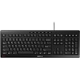 Cherry Stream Keyboard, Wired Keyboard for PC/Laptop, Whisper Quiet Silent Keys, Slim Design, SX Scissor Switches, USB-A, QWERTY, Black (Renewed)