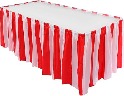 Amazon Com Red White Striped Table Skirt Carnival Circus Skirt
