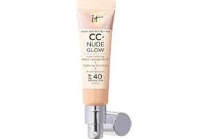 IT Cosmetics CC+ Nude Glow - Medium Coverage Foundation with SPF 40 & Brightening Glow Serum, Lightweight Skin Tint, 2% Niacinamide + Hyaluronic Acid, Up to 24H Hydration, Normal/Dry Skin - 1.08 fl oz